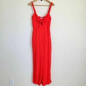 Flynn Skye Joelle Red Hot Summer Jumpsuit Womens Small Straight Leg front tie